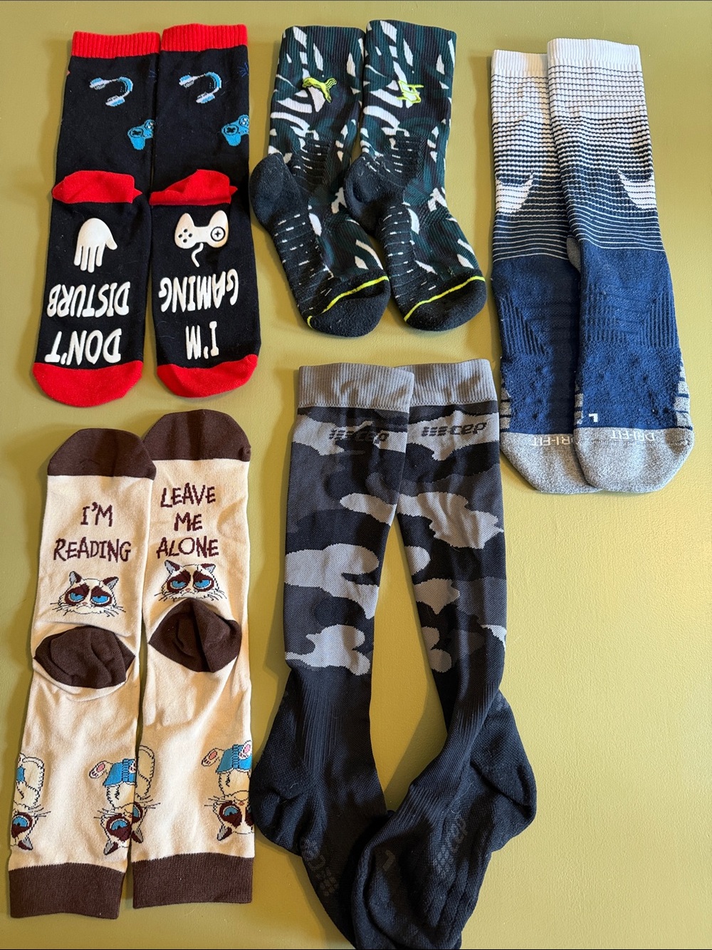 Men's Assorted Socks Pack - Black, Blue, Gray, Cream, Green, Red Accents